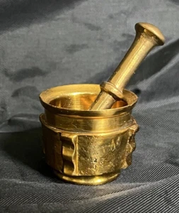 Vintage Miniature Mortar & Pestle Solid Brass Vintage Mini Apothecary Mortar 1" - Picture 1 of 14