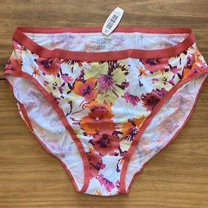 Neu mit Etikett Victoria's Secret 2010 Größe Large Slip hohes Bein Blumenmuster Baumwolle Höschen - Bild 1 von 5