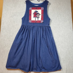 Robe Hastings femme bleu moyen pinafore betsy école/professeur plissée vintage - Photo 1/9