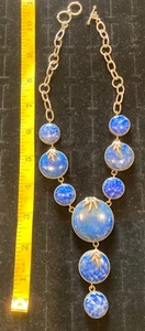 Vintage NATURAL BLUE LAPIS LAZULI .925 SILVER STATEMENT NECKLACE 117.5 GRAMS - Picture 1 of 9