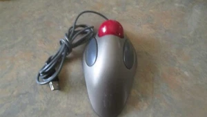 Souris vintage grise Logitech T-BB14 USB filaire trackball marbre rouge - Photo 1/5