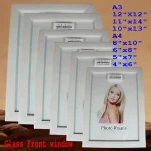 WHITE Picture Photo Frame Certificate frames 4x6 5x7 6x8 8x10 A4 10x13 12x12 A3 - Picture 1 of 32