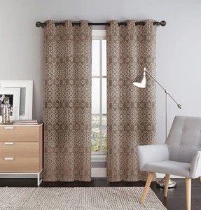 Dos (2) paneles de cortina de ventana Mocha: 76" x 84", ojales, diseño de desplazamiento - Imagen 1 de 2