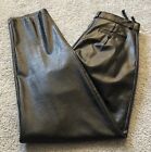 Pam Sloan Junior’s Mom Jeans Sz 9 Black Faux Leather Pleated Front High Waisted