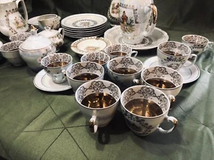 Vintage Tee und Kaffeeservice für 6 Personen Marke Bogucice Wight und Gold Polen - Bild 1 von 16