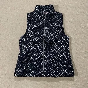 Tommy Hilfiger Gilet Womens Medium Black White Polka Dot Puffer Vest - Picture 1 of 10