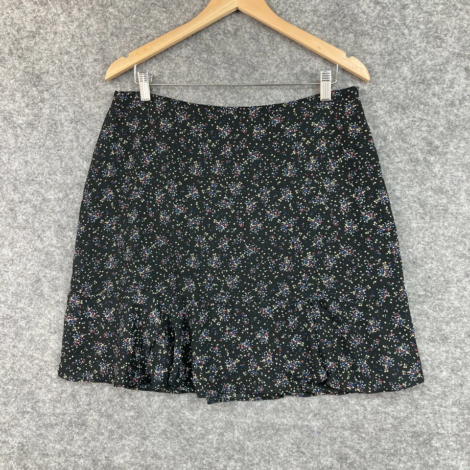 Target Womens Skirt Size 12 Black Floral A-Line Zip Mini Lined 36127 - Image 1 of 4