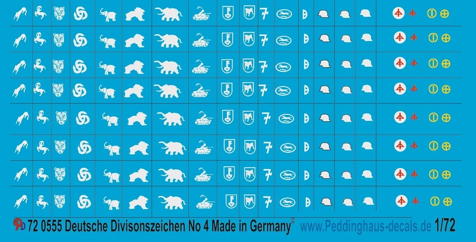 Peddinghaus 1/72 0555 Tedesco Segno di Divisione Set 4 - Immagine 1 di 1