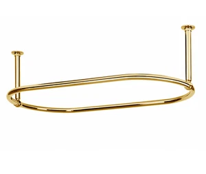 Oval Shower Curtain Rail with End Ceiling Fix Large Brushed Brass finish - Picture 1 of 7