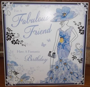 VENTA HECHA A MANO TARJETA DE CUMPLEAÑOS AMIGA CON UNA DAMA DE MODA EN DISEÑO LILA - Imagen 1 de 5