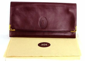 Cartier Mastlin Bordeaux Leather Accessories Bag Clutch Bag Second Hand Bag Good - Picture 1 of 12