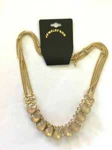 NY7459 DESIGNER INSPIRED 4 STRAND GOLD TONE METAL GEMSTONE CHOKER NECKLACE - Picture 1 of 1