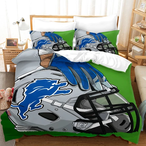 Detroit Lions Bedding Set Duvet Cover Quilt Cover 2 Pillowcase US size Gift Cover