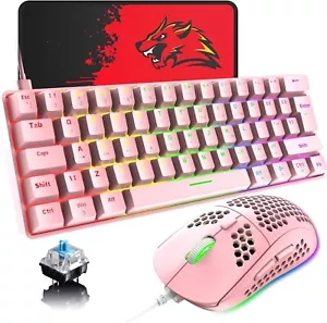 Juego de teclado y mouse para juegos de 61 teclas con cable FREEWOLF T60 con retroiluminación arco iris - Imagen 1 de 18