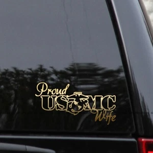Proud Marine WIFE USMC Text Vinyl Decal Sticker - Picture 1 of 2
