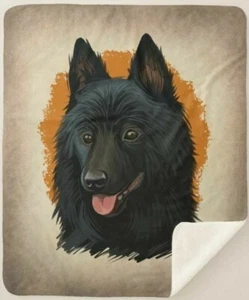 Manta de lana sherpa perfil artístico retrato artístico de raza de perro Schipperke - Imagen 1 de 5