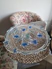 Mikasa Crystal Bluebells Blue Cake Stand Platter With Floral Handles 13.5 Inches