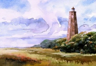 BELLA TERRA PUBLISHING Bald Head Lighthouse, North Carolina. "Old Baldy" James Mann Art Notecards