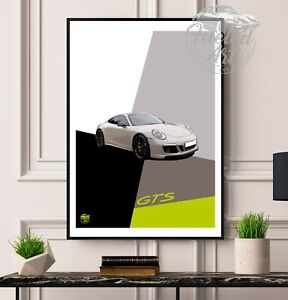 Porsche 911 991 Carrera GTS Print - Poster Wall Art Super Car Artwork Auto gift