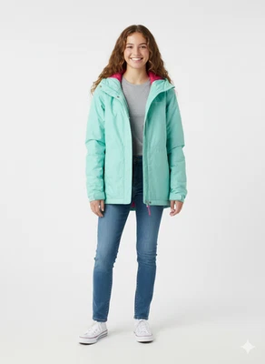 Columbia Girls XL Interchange 2-in-1 Waterproof Ski Jacket Teal Fuschia - Image 1 of 4
