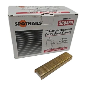 SpotNails 3604PG-10M 1/2-Inch Galv 16 Ga 1-Inch Crown Wide Crown Staples 10M - Picture 1 of 3