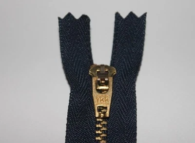 6.5" YKK Brass Jean Zippers Teeth Auto Lock - 6 pack - Navy Blue - Image 1 of 2