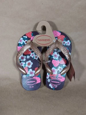 Havaianas детский размер 11/12, 27-28, клубника шлепанцы розовое золото баклажаны новый с Ярлыками - Изображение 1 из 4