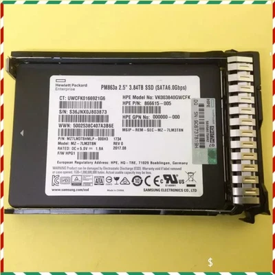 NEW P18428-B21 P18485-001 HPE 3.84TB SATA 6G RI 2.5" G8 GEN9 Gen10 Server SSD - Image 1 of 2