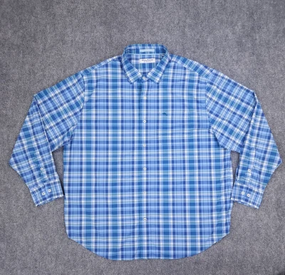 Camisa Tommy Bahama Para Hombres XLB XL Grande Azul Verde A Cuadros La Siesta Key Performance Foto 1 de 4