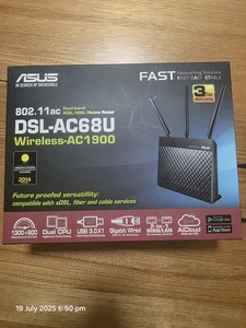 Asus DSL-AC68U Dual Band FTTN FTTB Wireless Modem Router Black Complete In Box - Picture 1 of 2