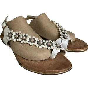 Spring Step Patrizia Sandal Women 9 Setrella Flower White Pearl Thong Sling Back - Picture 1 of 19