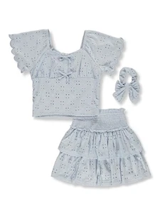 Derek Heart Girls' 3-Piece Tiered Skort Set Outfit Color: heather gray Size: 4 - Picture 1 of 1