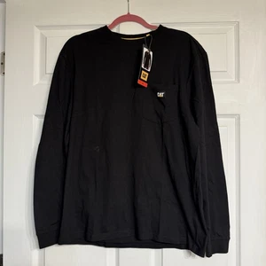 Pair Of 2 CAT Caterpillar Men’s Long Sleeve Workwear Pocket Tee Black M  NWT - Picture 1 of 8