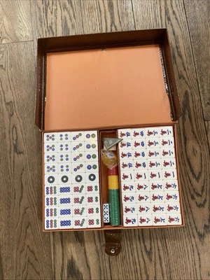 Vintage Chinese MahJong Double Tone 144 Tiles Traveling Game Case Unopened - Image 1 of 4