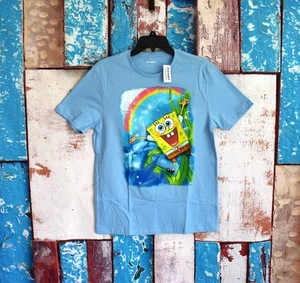 Unisex Old Navy Rainbow SpongeBob SquarePants Graphic T-Shirt SMALL Blue NEW - Picture 1 of 8