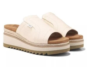 NEW Womens Toms Adria Cream Canvas Wedge Sandals, Size 5.5 - Picture 1 of 7