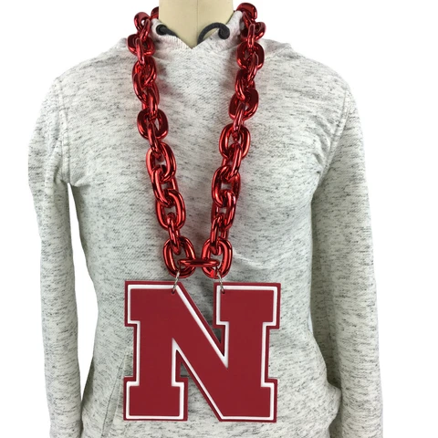 New NCAA Nebraska Cornhuskers RED Fan Chain Necklace Foam Cover