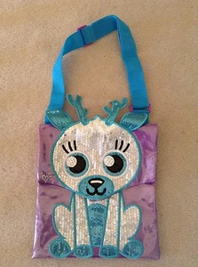 Justice Blue and Purple Reindeer Crossbody Purse Messenger Tablet Bag Adjustable - Picture 1 of 1