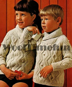 Knitting Pattern Classic Boys/Girls/Child's Aran/Cable Sweater. Roll Neck. - Picture 1 of 1