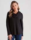 ROCKMANS - Womens Tops - Long Sleeve Ribbed Cowl Neck Top