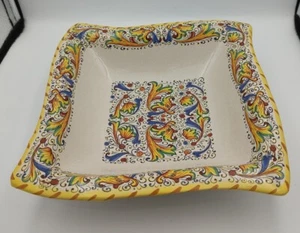 Meridiana Ceramiche MC66 Ceramic Square Rim Soup Bowl - Hand Painted Italy - Picture 1 of 4