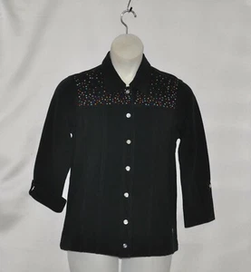 Quacker Factory DreamJeannes Sparkle Convertible Cuff Jacket Size S Black - Picture 1 of 2