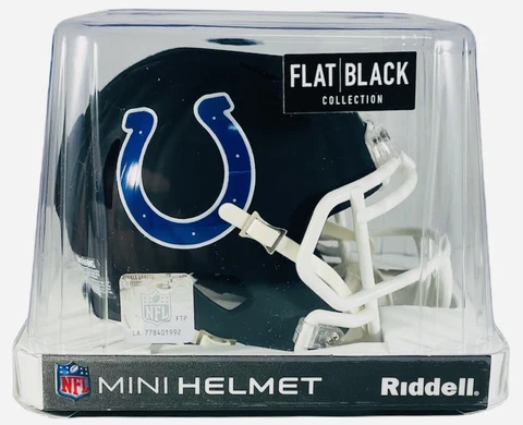 INDIANAPOLIS COLTS RIDDELL FLAT BLACK ALTERNATE MINI HELMET IN ORIGINAL BOX RARE Cover