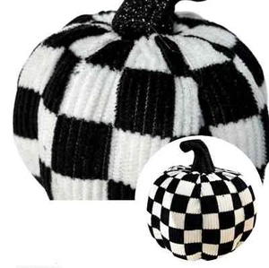 Tela Calabaza a Cuadros Blanco y Negro Decoración Otoño 4 pulgadas o 6.5 pulgadas Regalo de Vacaciones - Imagen 1 de 5