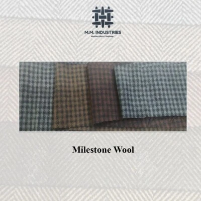 Fine Wool Tweed Fabric Pure Sheep's Wool Weave Twill Milestone Suiting Woolen - Image 1 of 3