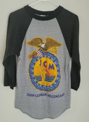 John Cougar Mellencamp 1980s Scarecrow tour t shirt size Men's M gray logo - Image 1 of 4