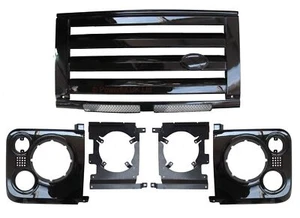 Gloss Black SVX style front grille kit for Land Rover Defender 90 110 60th New - Picture 1 of 6