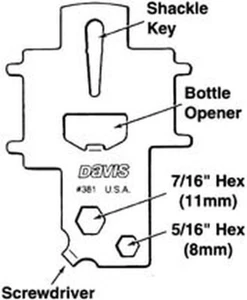 Deck Plate - Deck Fill Key Universal Multi-Tool Stainless Steel Davis 381 - Bild 1 von 4