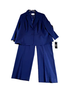 Le Suit 2 pc Pant Suit Women's 18W Indigo Blue 2 button Blazer Classic NEW - Picture 1 of 16