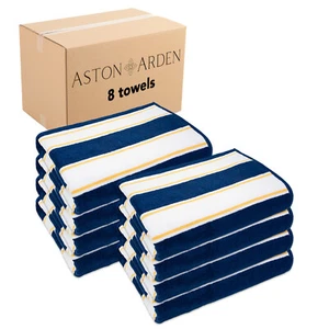 Aston & Arden Luxury Beach Towel (Bulk Case of 8)  - 35x70 - 600 GSM, Pinstripes - Picture 1 of 111